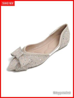 Rhinestone Wedding Flats Comfort Pointed Toe Ballet Dress Shoes